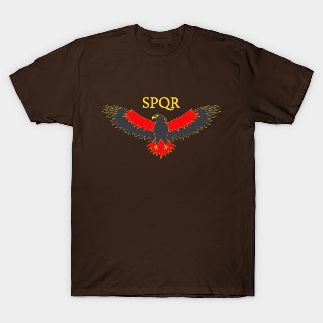 SPQR Stylized Roman Golden Eagle T-Shirt by Runesilver